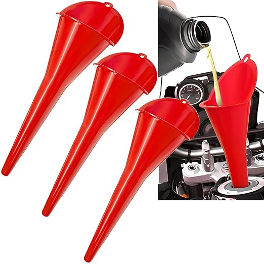 3-Pack Long-Neck Oil Funnels, Gas & Transmission Fluid by Cartisen