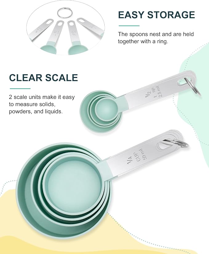 Measuring Cups and Spoons Set of 8 Pieces, nesting measuring cups - Image 5