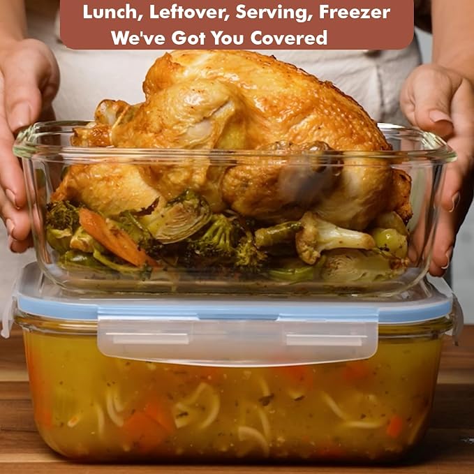 Razab 4 PC 1860ml / 63 Oz / 8 Cups Large Glass Food Storage Containers - Image 2