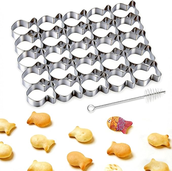 AIERSA Gold Fish Cracker Cutter, 25 Cavity Fish Cookie Cutter, Mini Gold Fish by AIERSA