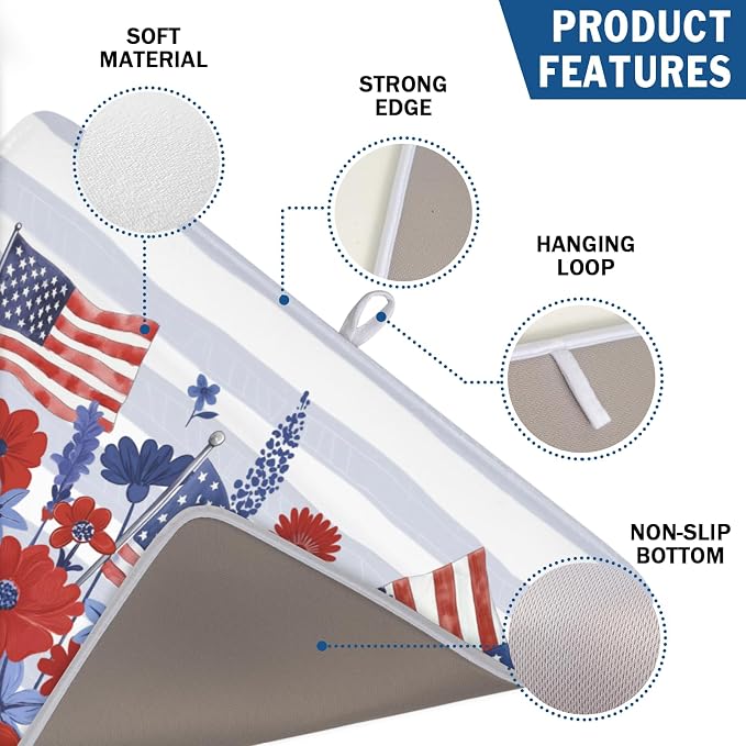 Patriotic Floral Dish Drying Mat - Image 3