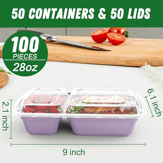 Dealusy 50 Pack 28 oz Meal Prep Containers Reusable - Image 2