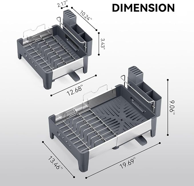 Urackify Expandable Dish Drying Rack, Stainless Steel Dish Rack - Image 9