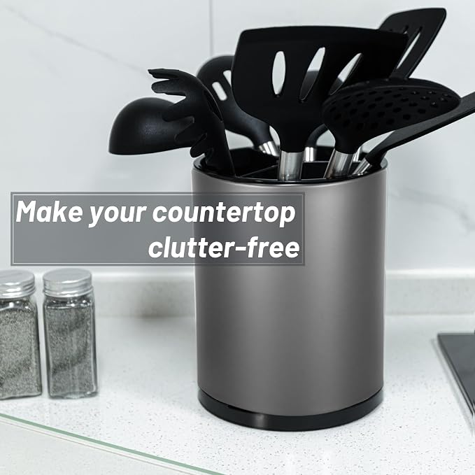 Kitchen Utensil Holder for Countertop 360° Rotating Utensil Caddy Extra Large - Image 8