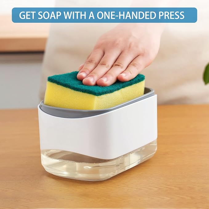 RUFCRIL Soap Pump Dispenser and Sponge Holder, 12oz / 350ml Dish Soap Dispenser - Image 4