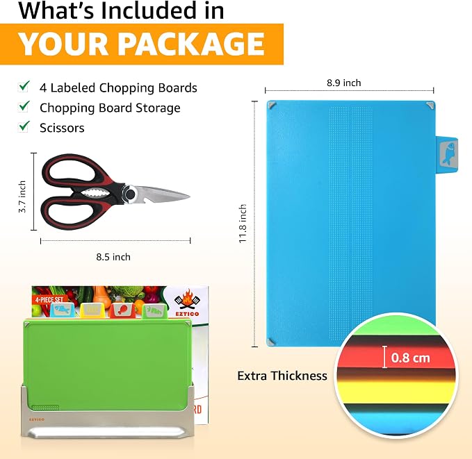 Cutting Board Set: 4-Piece Color-Coded, Perfect kitchen essentials - Image 2
