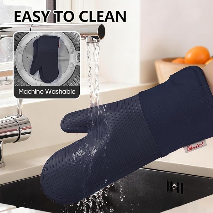 YUTAT Silicone Oven Mitts, High Heat Resistant Up to 500 Degrees, Waterproof - Image 6