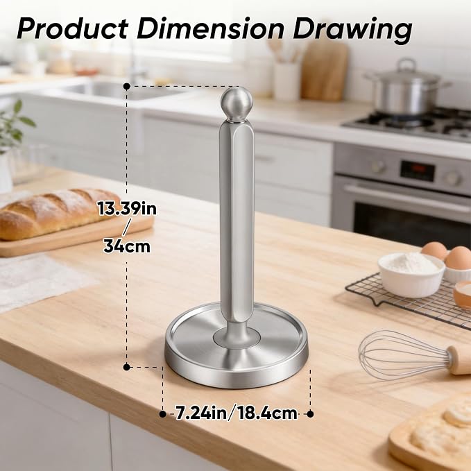 theaoo Paper Towel Holder Countertop, One-Handed Tear Paper Towel Stand - Image 7
