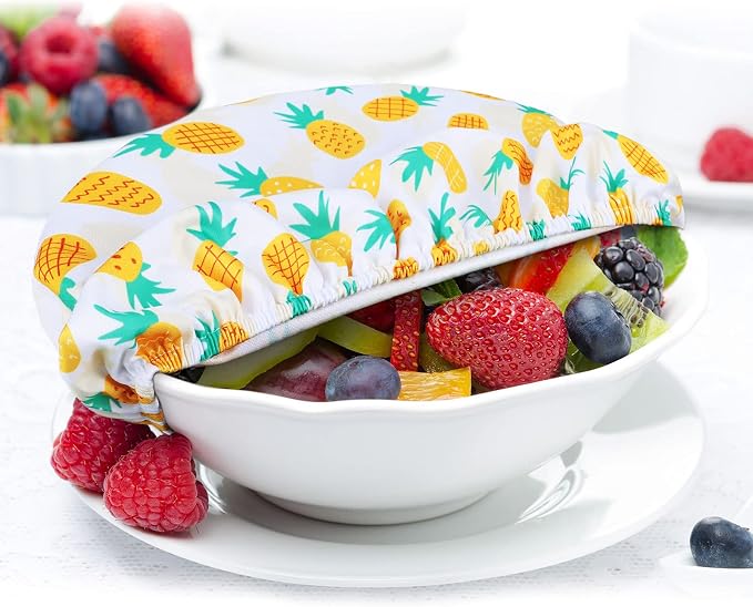 Patelai 10 Pcs Bowl Covers Reusable in 5 Size Stretch Cloth Fabric Elastic Food - Image 5