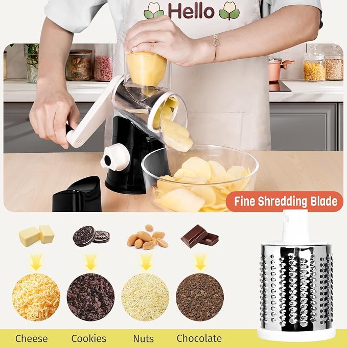 X Home Rotary Cheese Grater for Kitchen, Shredder - Image 5