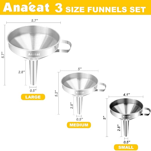 Anaeat Stainless Steel Kitchen Funnel, Oils & 1 Pc Cleaning Brush - Image 6