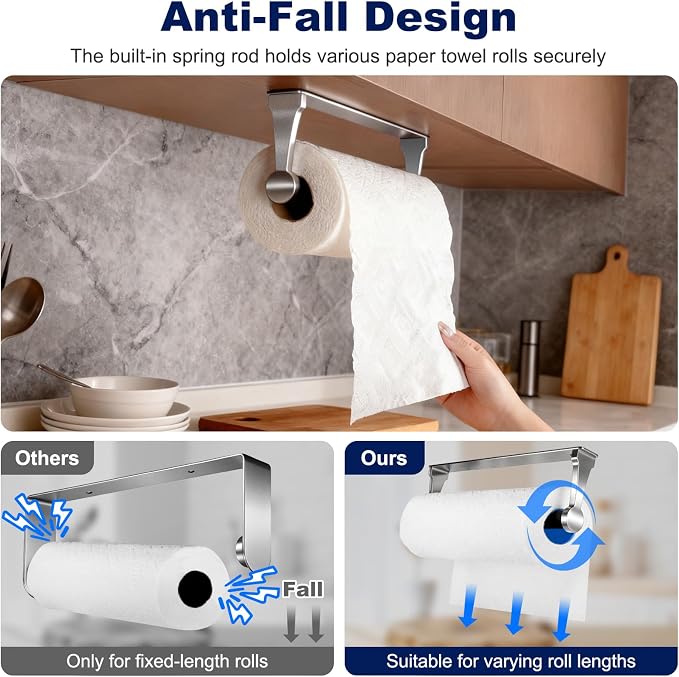 Paper Towel Holder Wall Mount Adhesive Paper Towel Holder Under Cabinet Toilet - Image 4