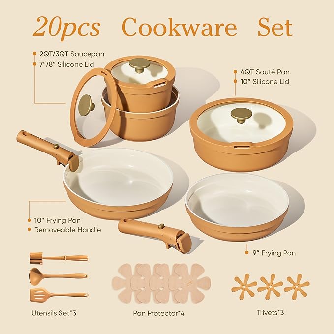 Carote 20pcs Ceramic Cookware Set - Image 2