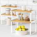 Goozii Kitchen Cabinet Organizer Set of 4, Desk Shelf Riser, Stackable Cabinet by Goozii