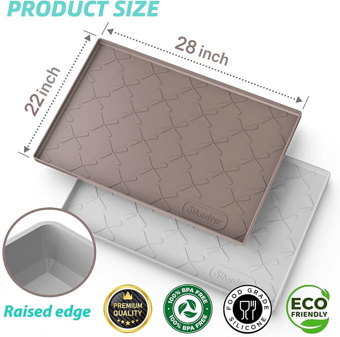 SIKADEER 28" x 22" Under Sink Mat Waterproof, Silicone Mat Kitchen Drawer Shelf - Image 3