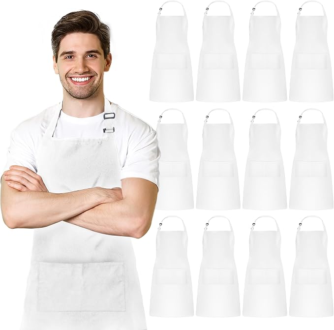 Adjustable Bib Apron 100% Polyester Kitchen Aprons Waterdrop Resistant Aprons by Avalon+Kitchen