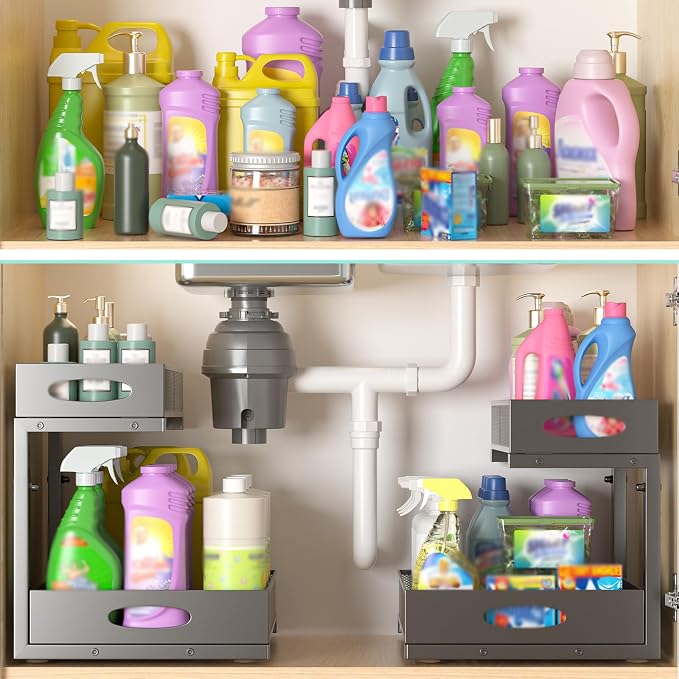 Under Sink Organizer, Extra-Wide Upgrade, Height Adjustable Organization and - Image 6