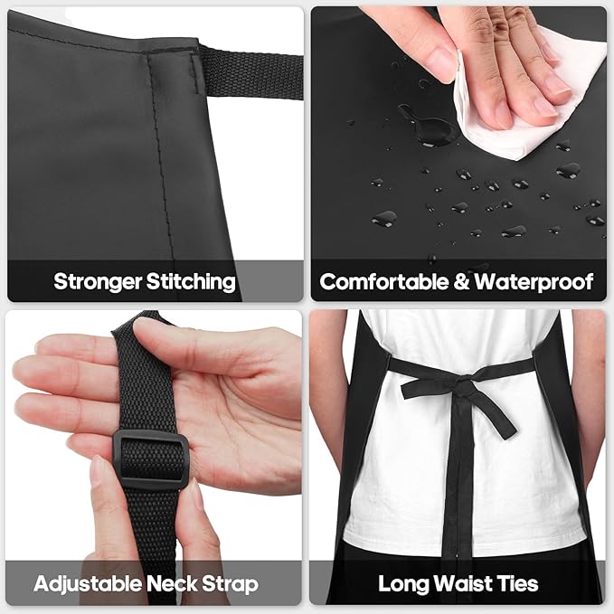 Gotega 4 Pack Waterproof Rubber PVC Apron Adjustable Dishwasher Apron-Women Men - Image 7