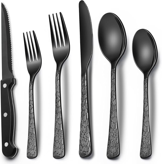 EWFEN 24-Piece Black Silverware Set by EWFEN