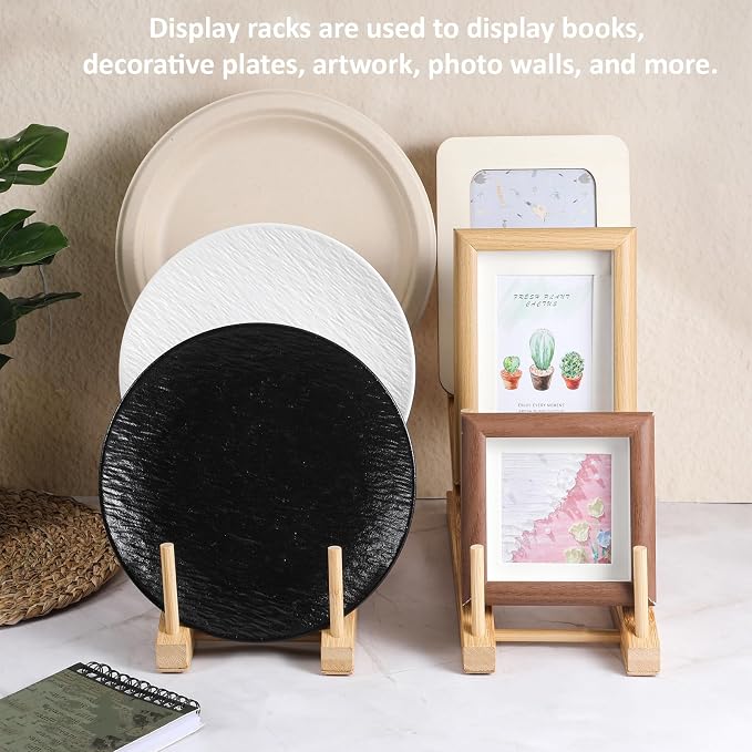 5 Pack Wooden Dish Rack Wooden Plate Stands - Image 3