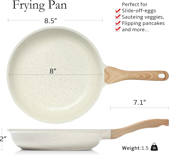 ESLITE LIFE Nonstick Ceramic Frying Pan Skillet, Non-Toxic Egg Omelette Kitchen - Image 2