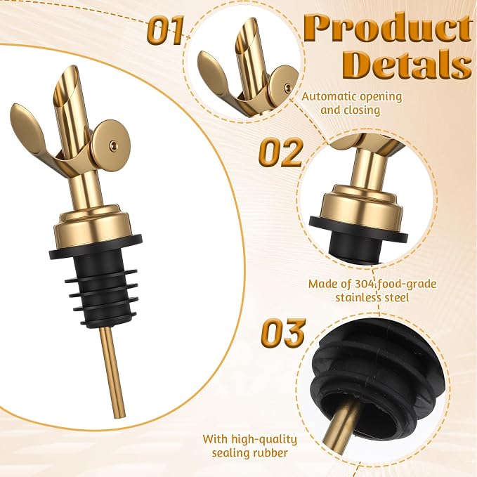 2 PCS Oil Spout, Olive Oil Pour Spout, Self Closing Liquor Bottle Pourers - Image 3