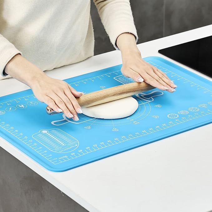 Silicone Baking Mat 20"L x 28"W, Extra Thick Dough Rolling Pad - Image 8