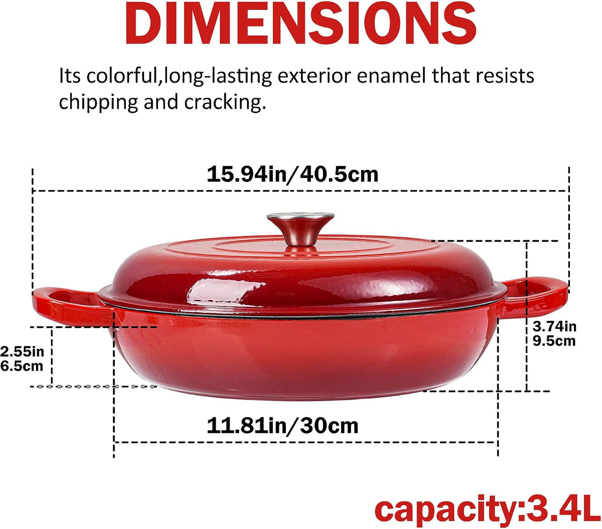 Vivicreate 3.5 Quart Enamel Cast Iron Dutch Oven Pot with Lid