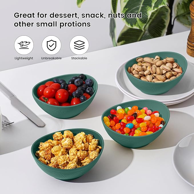 Wheat Straw Bowls, Unbreakable Snack Bowl 4 PCS - 10 OZ - Image 5