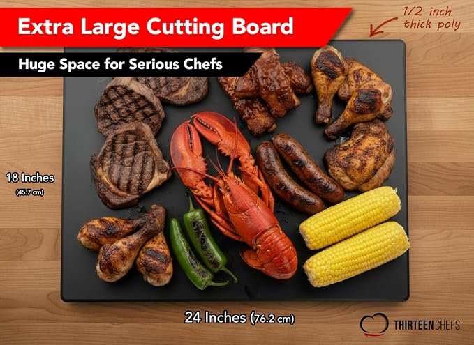 Thick XL 24x18 Plastic Cutting Board 0.75 Inch Thick, Extra Large NSF - Image 2
