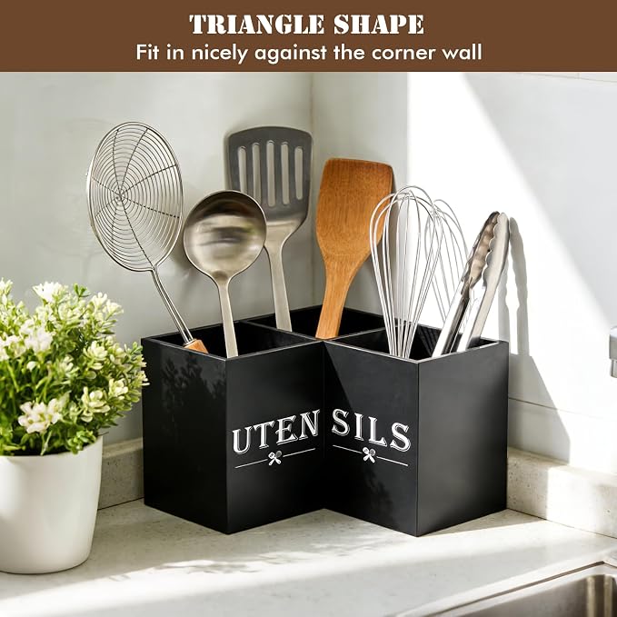 Large kitchen Utensil Holder, Wooden Utensil Organizer - Image 4