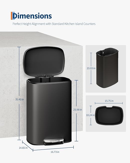 GarveeHome 13 Gal & 2.6 Gal Trash Can Combo Set, Kitchen Trash Can and Bathroom - Image 7
