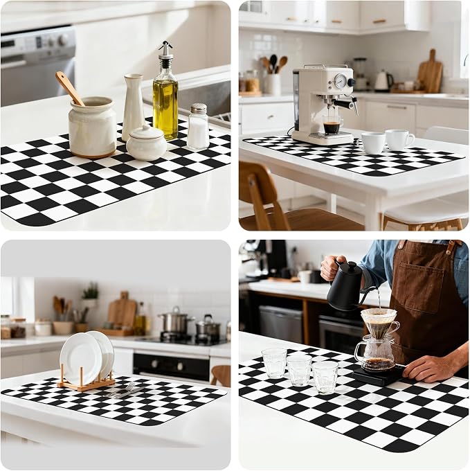 17" x 32" Checkered Dish Drying Mat - Image 8