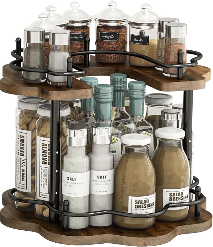 2 Tier Lazy Susan Organizer, 2-Tier Spinning Spice Rack by LIAISIMI