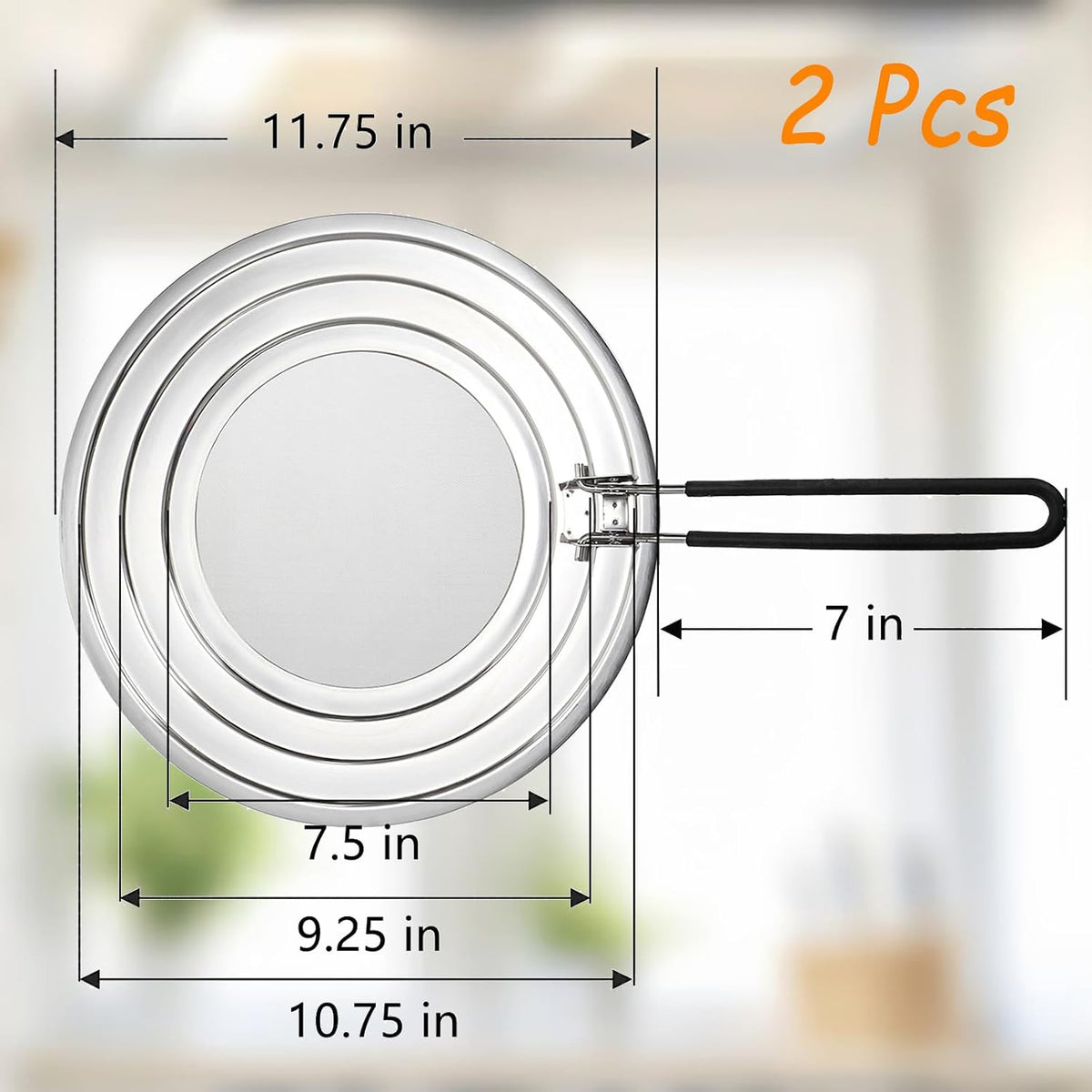 2 Pack Stainless Steel Splatter Screen for Frying Pan, 12 Inch Grease