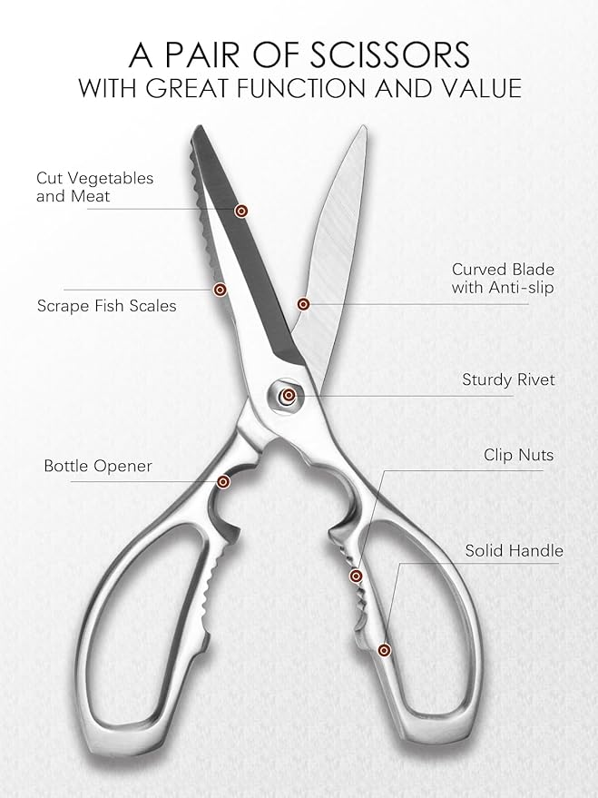 Kitchen Scissors, Forged Stainless Steel Heavy Duty Kitchen Shears, Dishwasher - Image 3