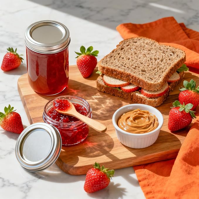 ComSaf Small Mason Jars 8 oz 24Pcs Bulk Set, Half Pint Regular Mouth Mason Jar - Image 4