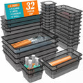 WOWBOX 32 PCS Clear Plastic Drawer Organizer Set, 4 Sizes Desk Drawer by WOWBOX