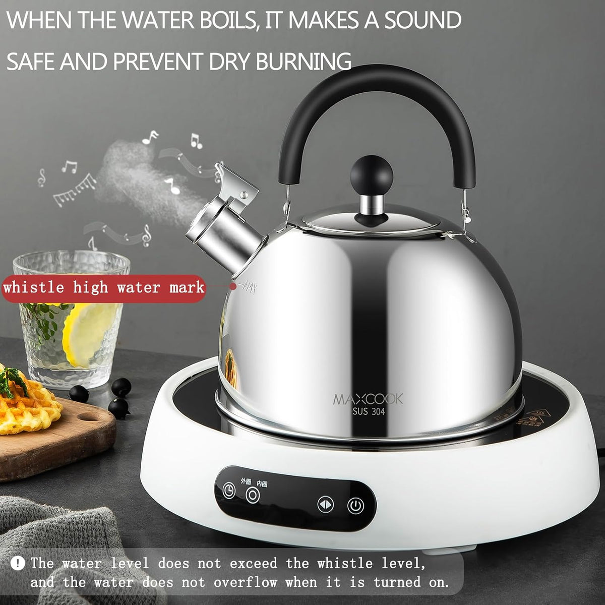 304 Stainless Steel Whistling Tea Kettle 3.17 Quart/3L Tea Pot