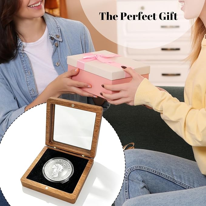 Silver Dollar Coin Holder – Single Coin Display Case Wooden Storage Box - Image 6