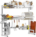 PUSDON Over Sink Dish Drying Rack Stainless Steel, Adjustable Large Dish Drainer by PUSDON