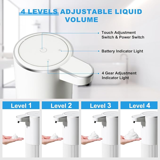 RYTOXILO Automatic Foaming Soap Dispenser, 2 Pack White Touchless Foam Hand - Image 3