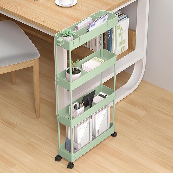 SPACELEAD 2-piece Set Slim Storage Cart 3 Tier, Bathroom Organizer Rolling - Image 7
