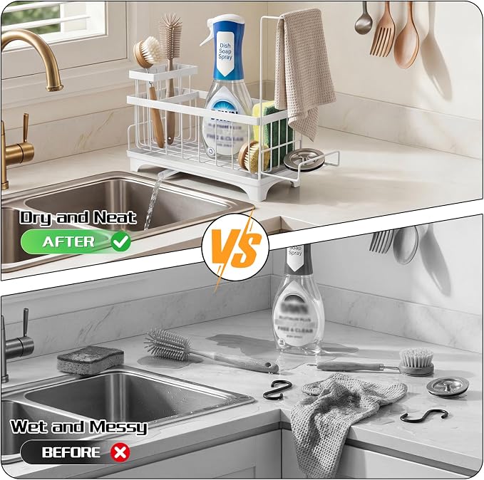 VOOWO Sponge Holder for Kitchen Sink, Compact Sink Caddy - Image 6