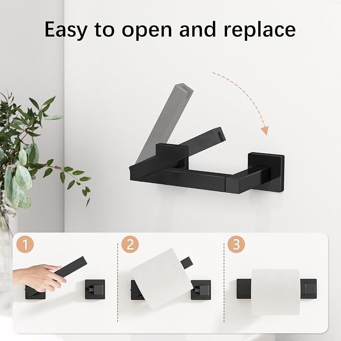 FEILERN Toilet Paper Holder, Wall Mounted Post Pivoting Square Tissue Holders - Image 2