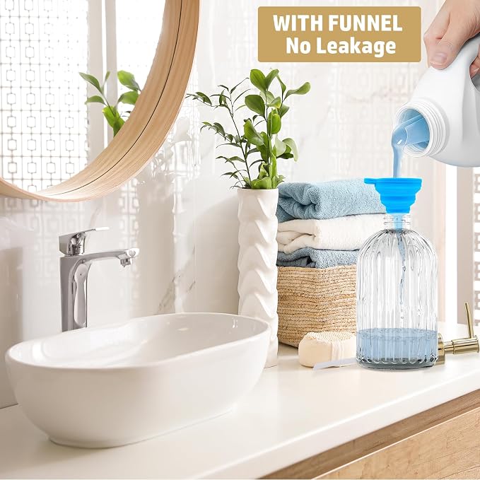 14Oz Gold Pump Glass Soap Dispenser, - Image 5
