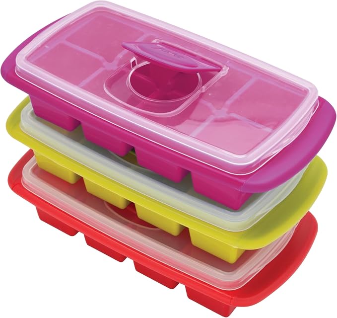 Joie Extra Large Ice Cube Tray, Covered and Stackable, No-Spill Removable Lid - Image 3