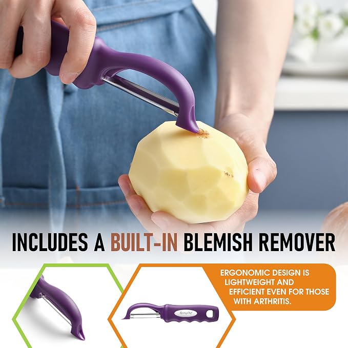 Spring Chef Professional Purple Swivel Potato Peelers - Image 5