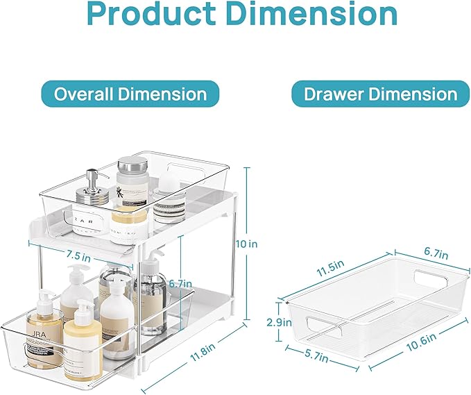 Vtopmart 4 Pack Bathroom Organizer, 2 Tier White Under Sink Organizers Vanity - Image 2