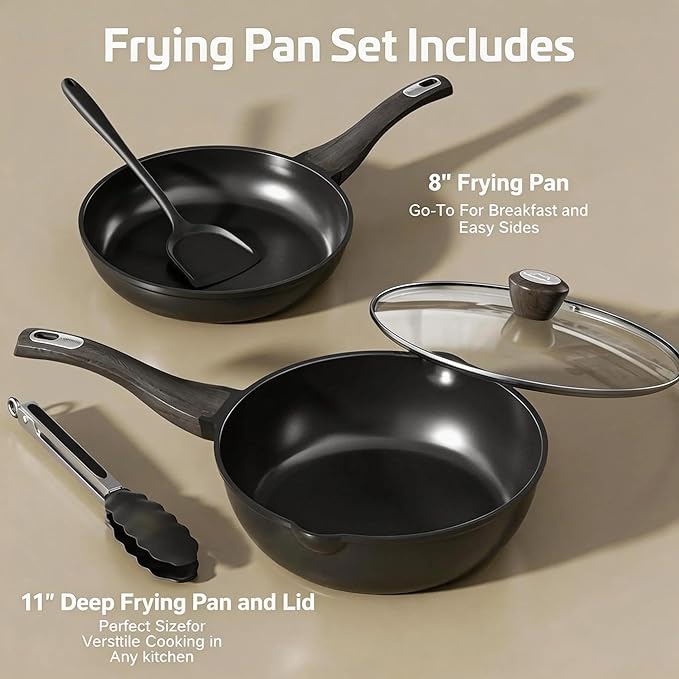 Nonstick Cookware Set, Titanium Coating Pan Set, Induction Cookware Oven Safe - Image 2
